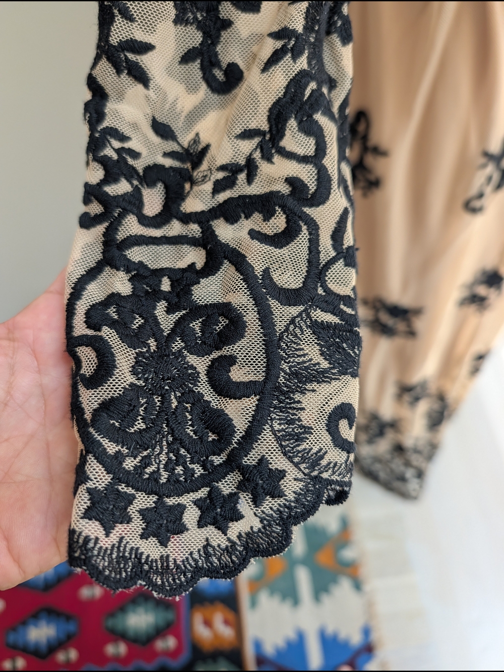 NWT Forever 21 Nude Maxi Dress with Black Lace Overlay - Picture 8 of 10